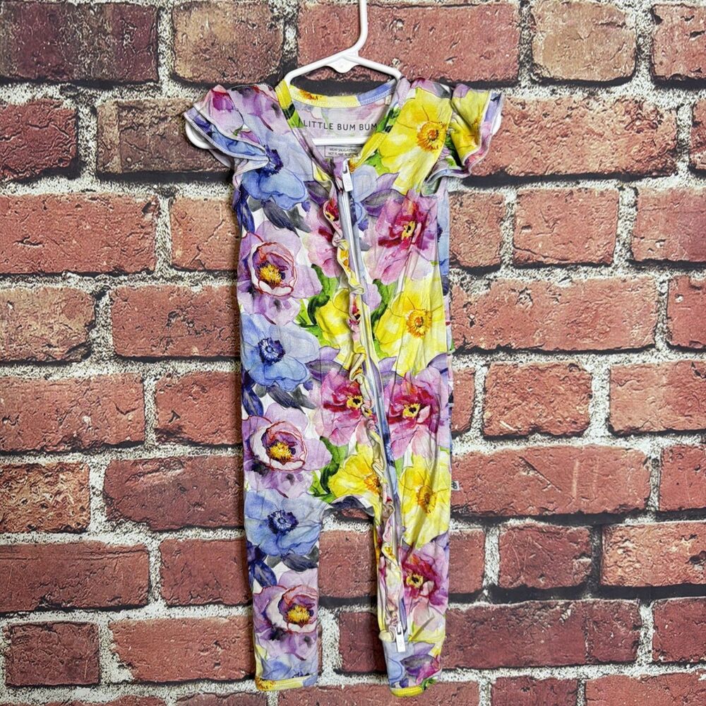 Little Bum Bums, Viscose Sleeper, Duo Zipper, Purple Floral 12-18 Months
